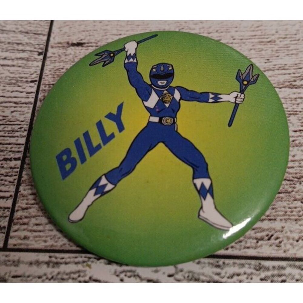 Vintage Power Rangers Billy Blue Button‎ pin pinback collectable Souvenir Promo